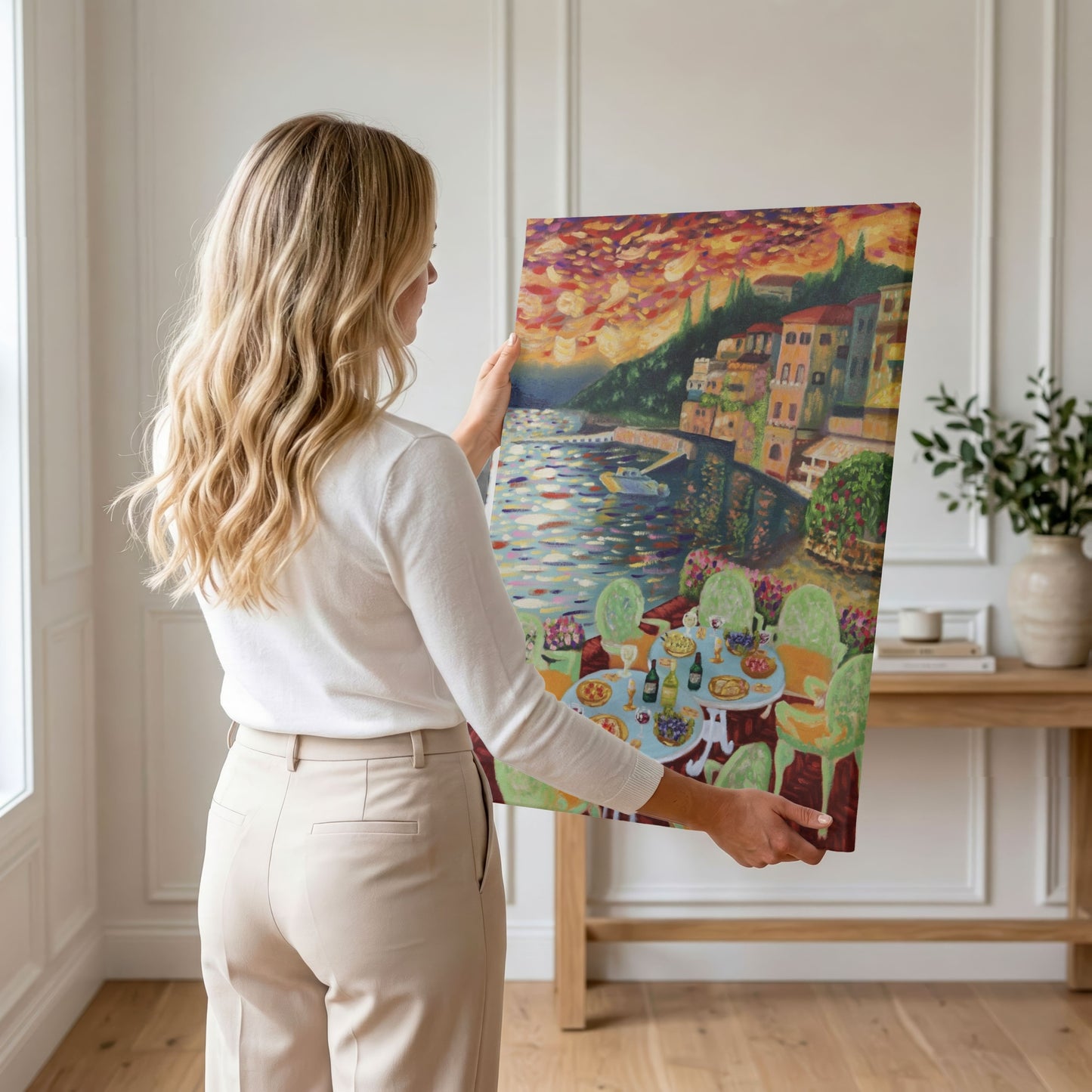 Lake como impressionist painting Canvas print