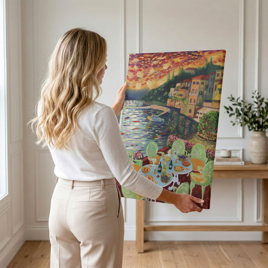 Lake como impressionist painting Canvas print