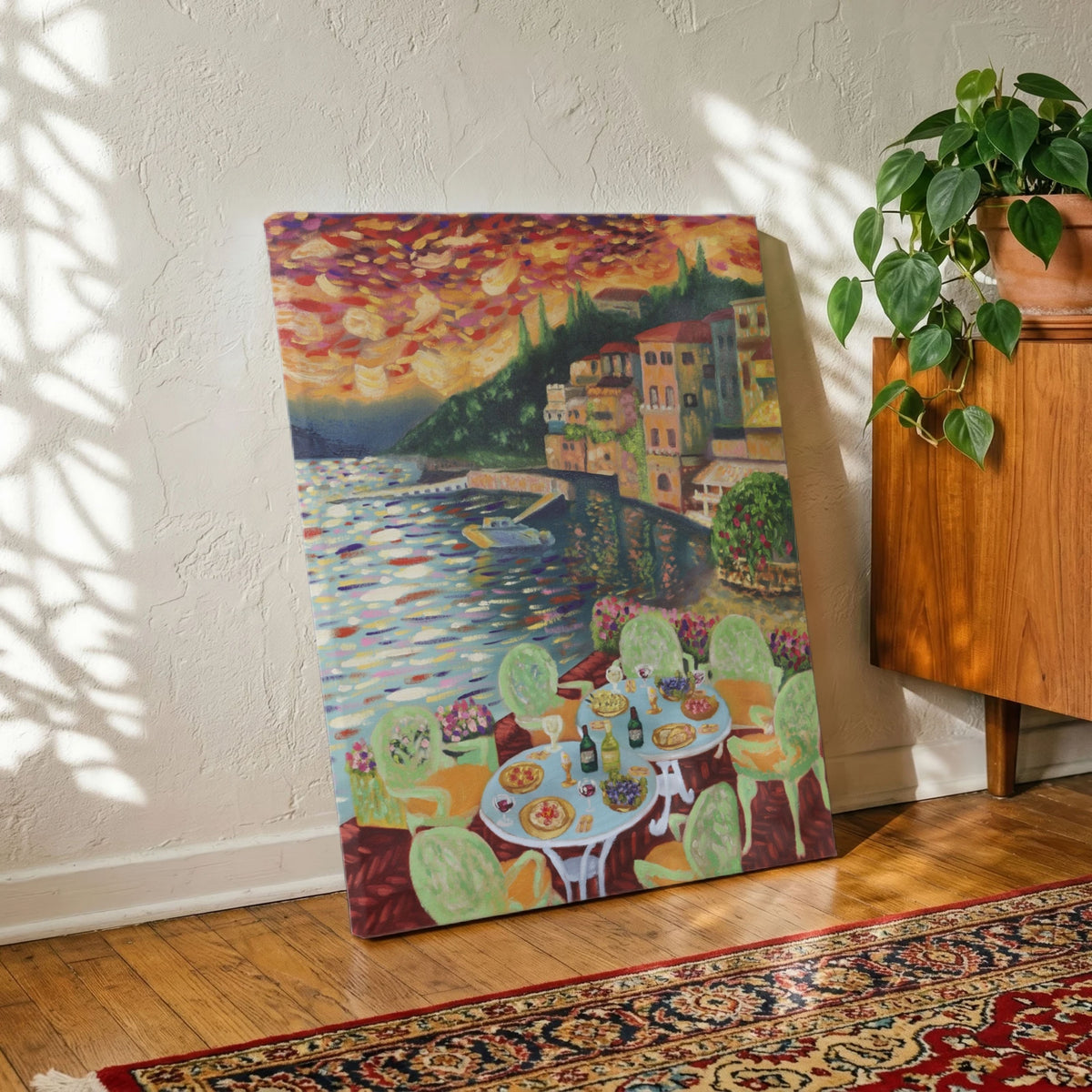 Lake como impressionist painting Canvas print