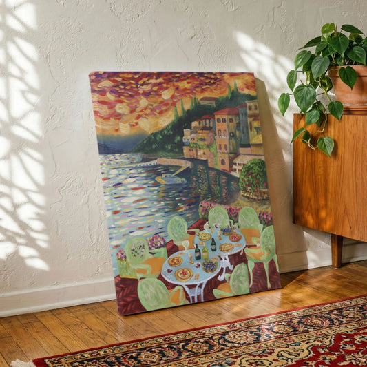 Lake como impressionist painting Canvas print